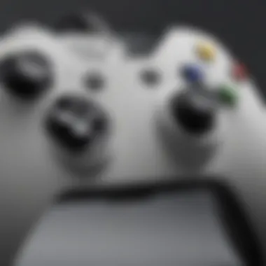 Close-up of an Xbox controller showcasing its ergonomic design and buttons.