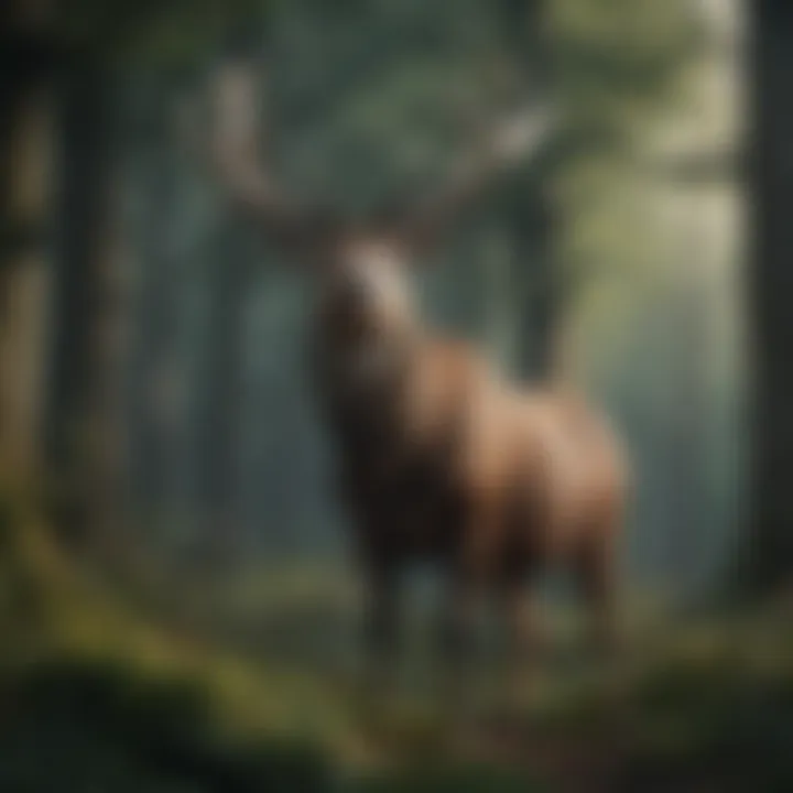 Ethereal stag in enchanted forest