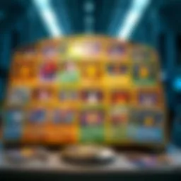 Display of various Pokémon cards arranged by rarity and type