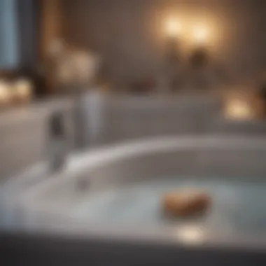 Close-up of luxury bath products used during a bath tub stream