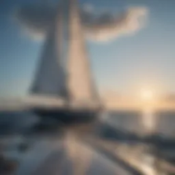 A scenic view of the sailing yacht in the open sea