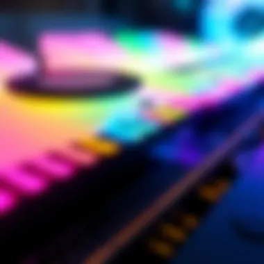 A close-up view of RGB lighting effects on RAM