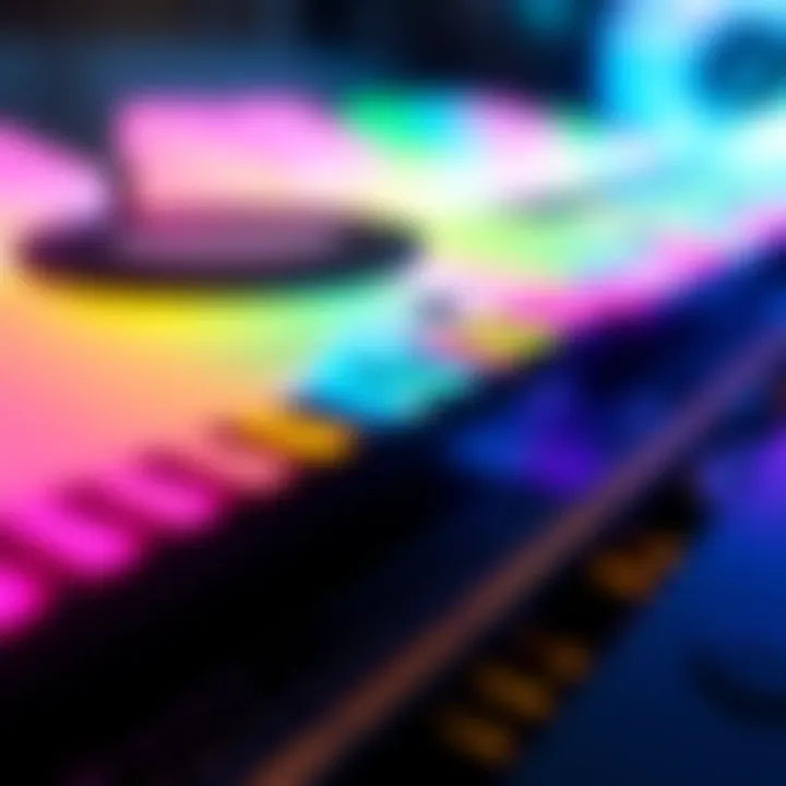 A close-up view of RGB lighting effects on RAM