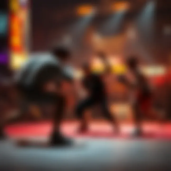 Intense competitive scene featuring top Street Fighter players