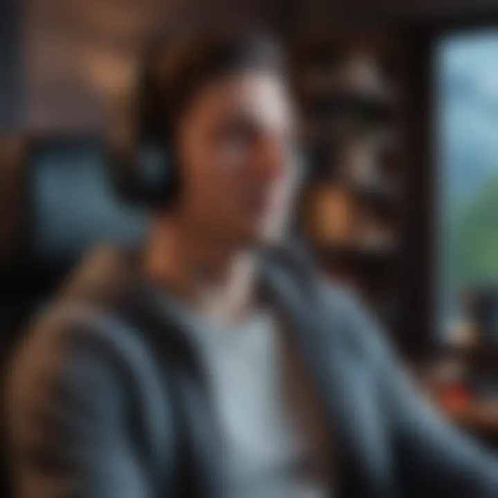 A gamer enjoying comfort with a wireless headset.