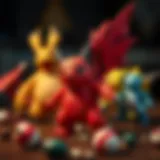 Dynamic representation of buff Pokémon figures showcasing their unique designs