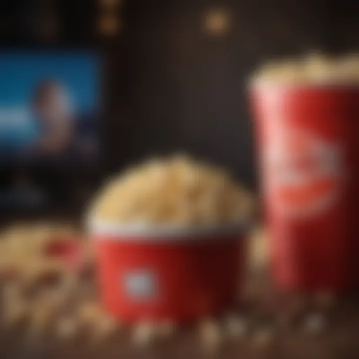 Cinema popcorn in a vibrant red bucket