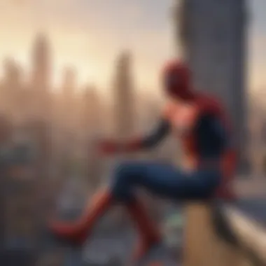 Cityscape view while swinging in Spider-Man Nintendo Switch game