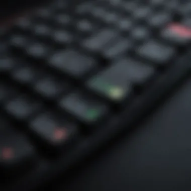 Close-up of gaming laptop keyboard with customizable RGB lighting