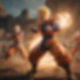 Dragon Ball Z main characters in epic battle scene