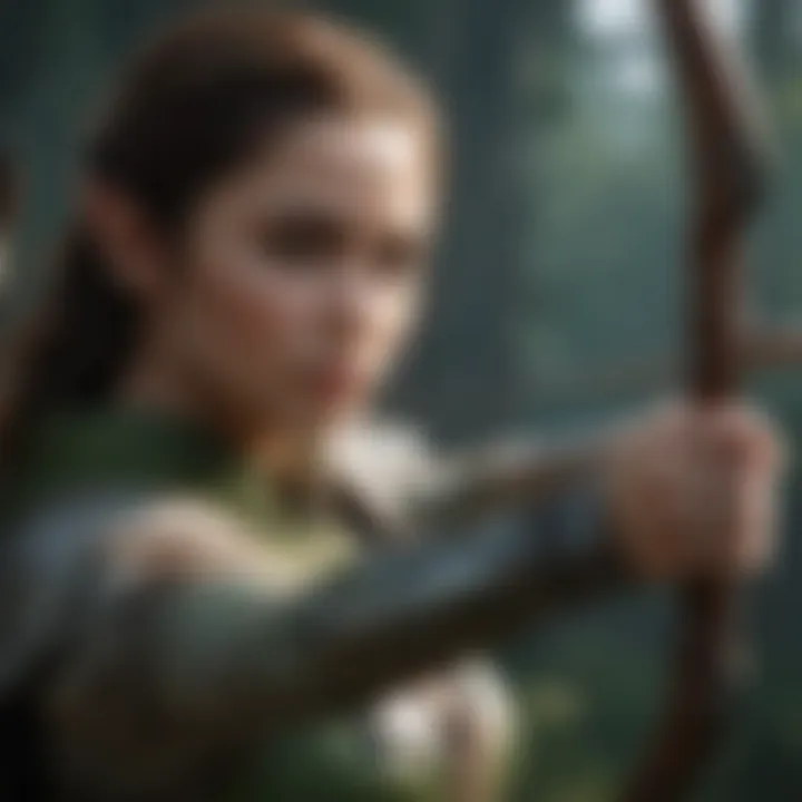 Elven Archer aiming at a target