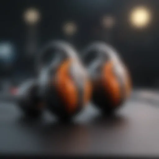 Close-up of esports earbuds showcasing design and features