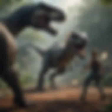A scene depicting an intense gameplay moment with thrilling action
