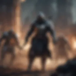 Epic battle scene showcasing characters in an intense RPG setting