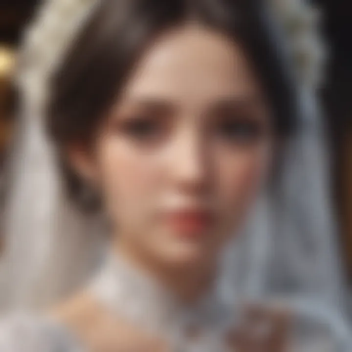 A close-up of an anime bride character, showcasing intricate details and emotional depth.