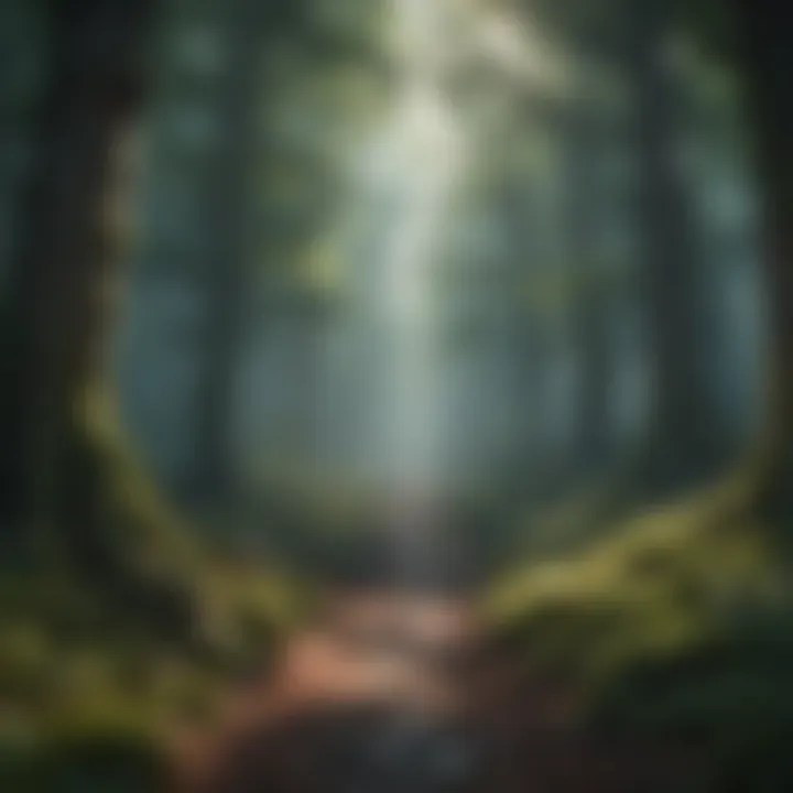 Illustration of a mystical forest setting in a fantasy game