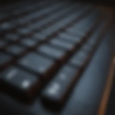 Close-up of laptop keyboard with illuminated keys