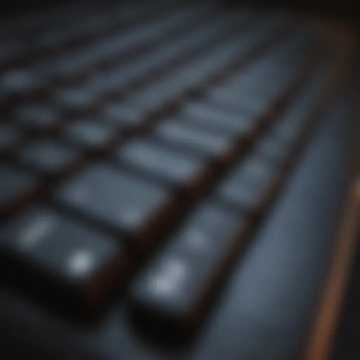 Close-up of laptop keyboard with illuminated keys