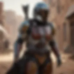 A captivating scene from The Mandalorian showcasing the main character in action
