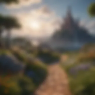 A breathtaking landscape from the Kingdom Hearts series showcasing its artistic style