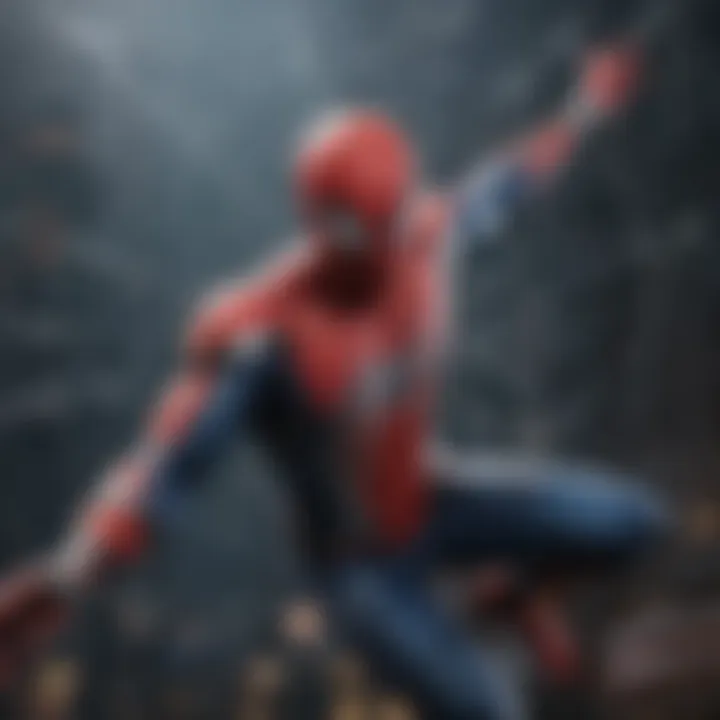 Detailed close-up of Spider-Man's web-slinging mechanics