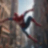 Epic Spider-Man swinging through the cityscape