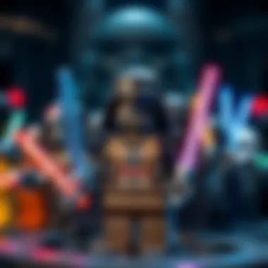 A collage of Lego Star Wars characters in action poses