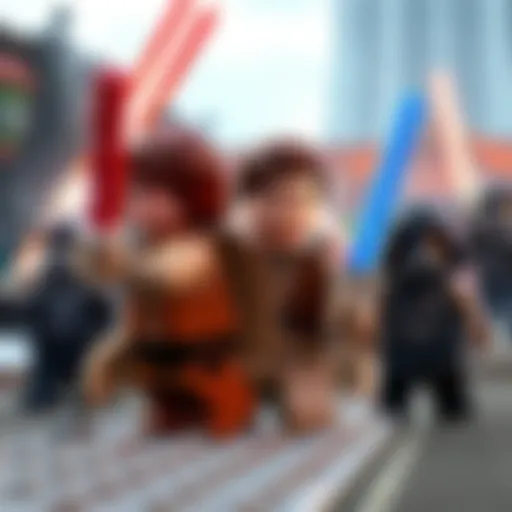 An engaging gameplay scene from Lego Star Wars showcasing iconic characters