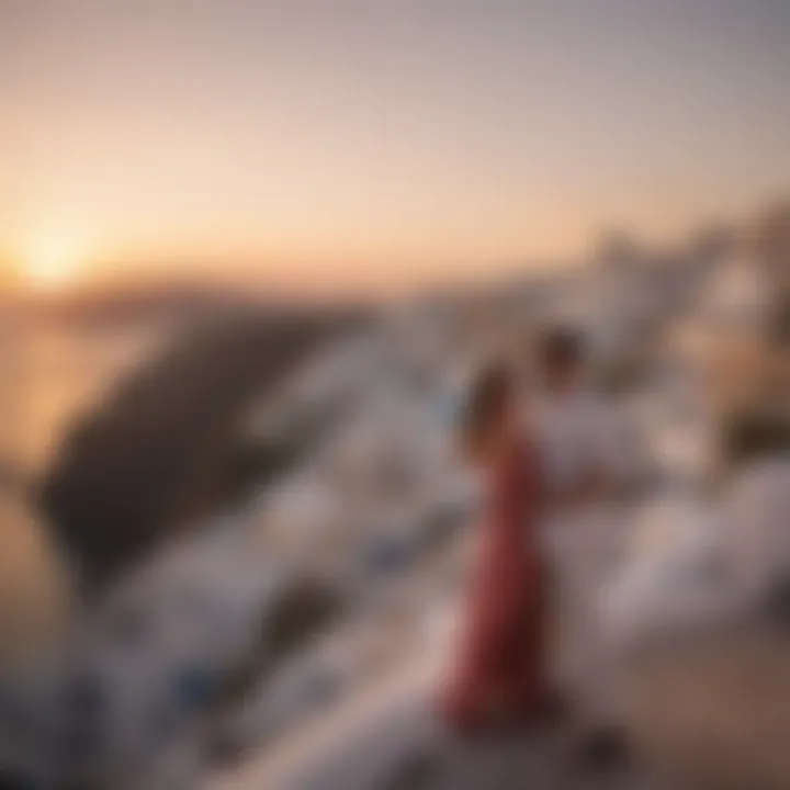 Couple enjoying a sunset in Santorini