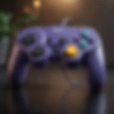 Stylized view of PowerA GameCube controller showcasing its ergonomic design