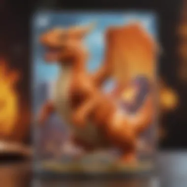 Close-up of a holographic Charizard card highlighting its rarity.