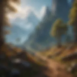 A breathtaking fantasy landscape filled with towering mountains and enchanted forests.