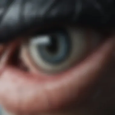 Close-up of Venom's menacing eyes and sharp teeth