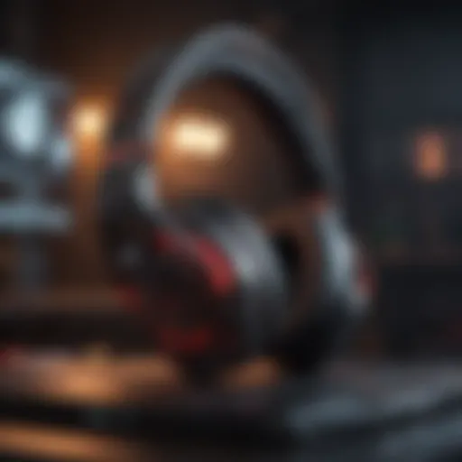 A close-up view of a premium ROG headset showcasing its sleek design and advanced technology.