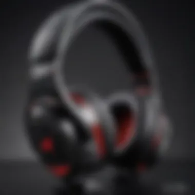 A detailed view of ROG headset features, such as customizable settings and high-fidelity audio.