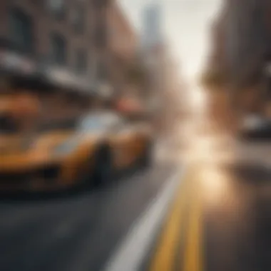 A screenshot capturing an intense racing moment on an urban track