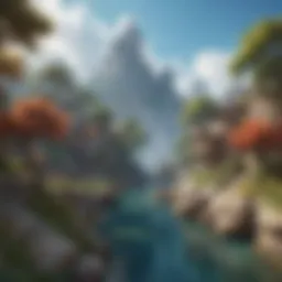 A vibrant depiction of the Kalos region landscape showcasing its unique terrain and architecture.