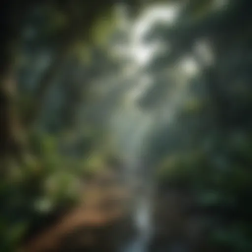 A vivid representation of Amazonian landscapes showcasing the lush greenery and vibrant ecosystems.