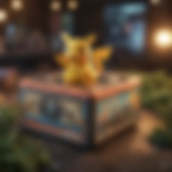 A close-up of a vintage Pokémon booster box showcasing its unique design.