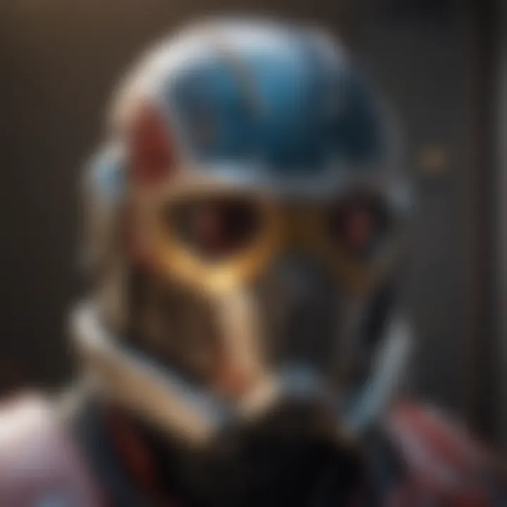 A close-up of Star-Lord’s iconic helmet and elements from his adventures