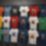 A vibrant display of various Roblox T-shirts showcasing unique designs and styles.