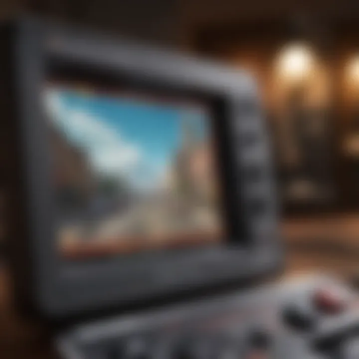 A close-up of the screen of a retro emulator handheld running classic games.