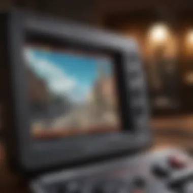 Classic Games on Retro Emulator Handheld A close-up of the screen of a retro emulator handheld running classic games.