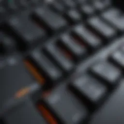 A close-up view of a hot swap keyboard showcasing its modular switches