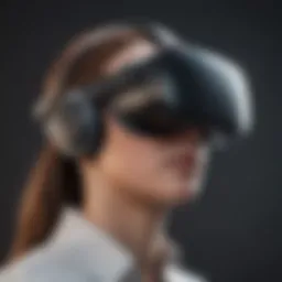 A sleek virtual reality headset showcasing advanced technology