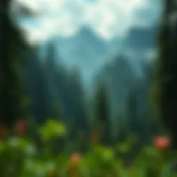 A serene landscape from World of Warcraft showcasing lush forests and mountains