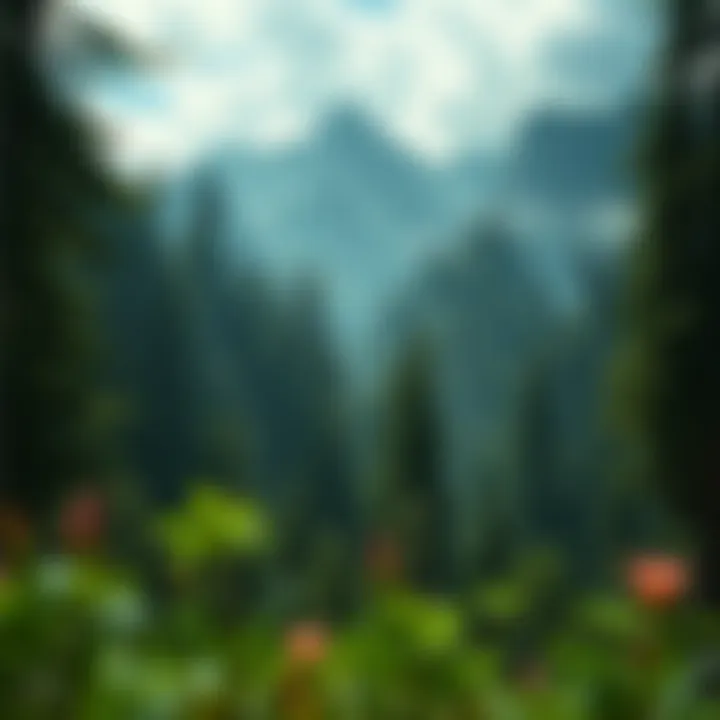 Lush Landscape in World of Warcraft A serene landscape from World of Warcraft showcasing lush forests and mountains