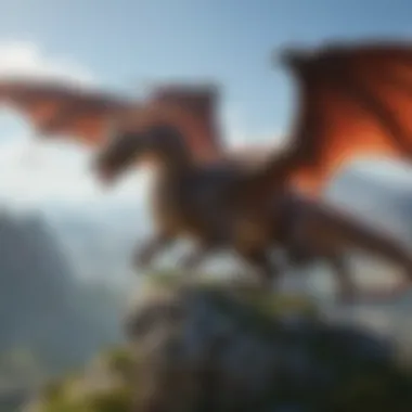 A majestic dragon soaring over the fantastical landscape