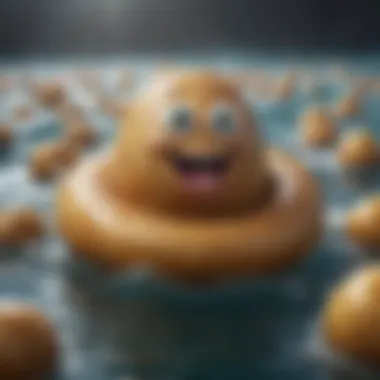 A futuristic potato floating in a cyber space with viral hashtags
