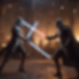 Epic Lightsaber Duel in Galactic Setting